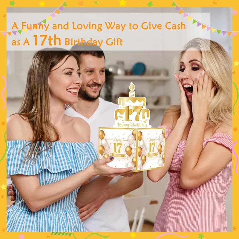 17th Birthday Surprise Money Box with 100 Bags