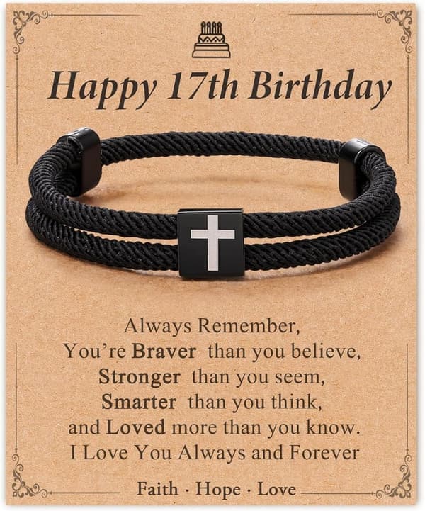 Faith Cross Bracelet for Son – Adjustable Birthday Gift