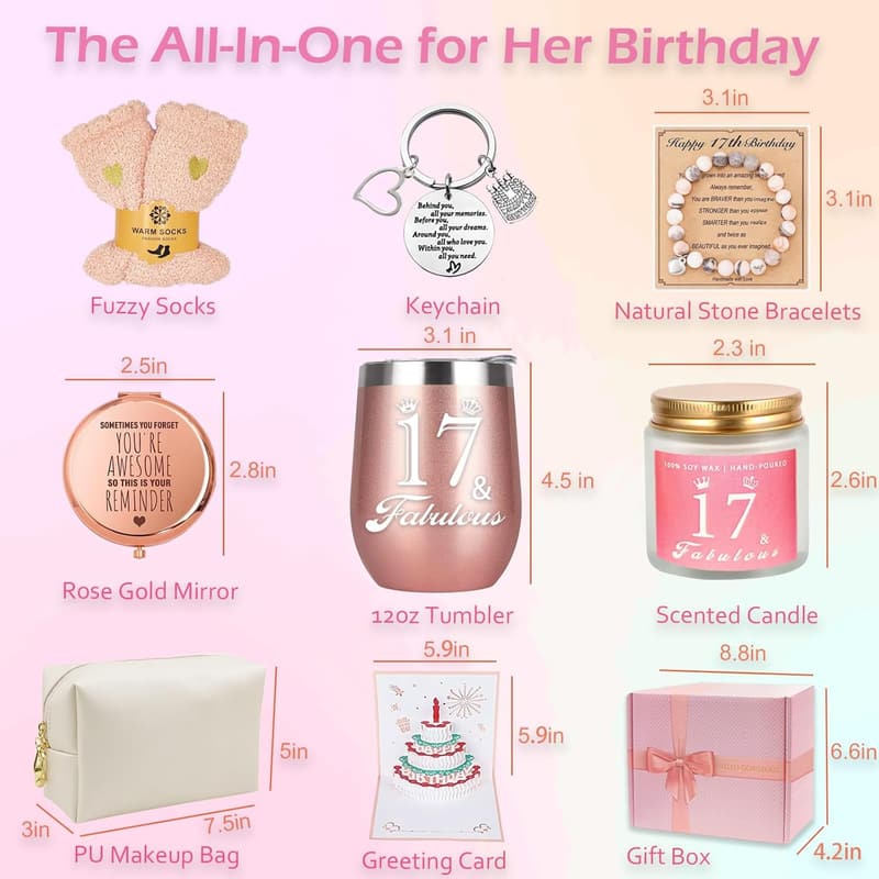 17th Birthday Gift Basket for Girls & Women