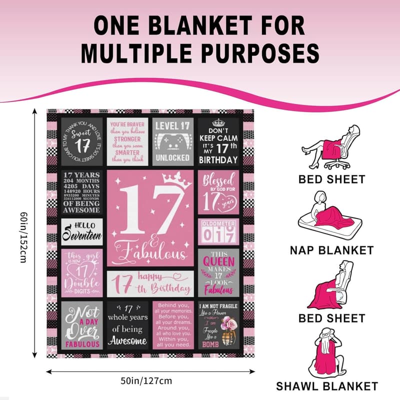 17th Birthday Cozy Blanket 50