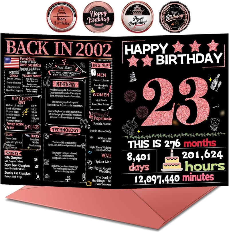 23rd Birthday Card for Her - Joycard with Envelope