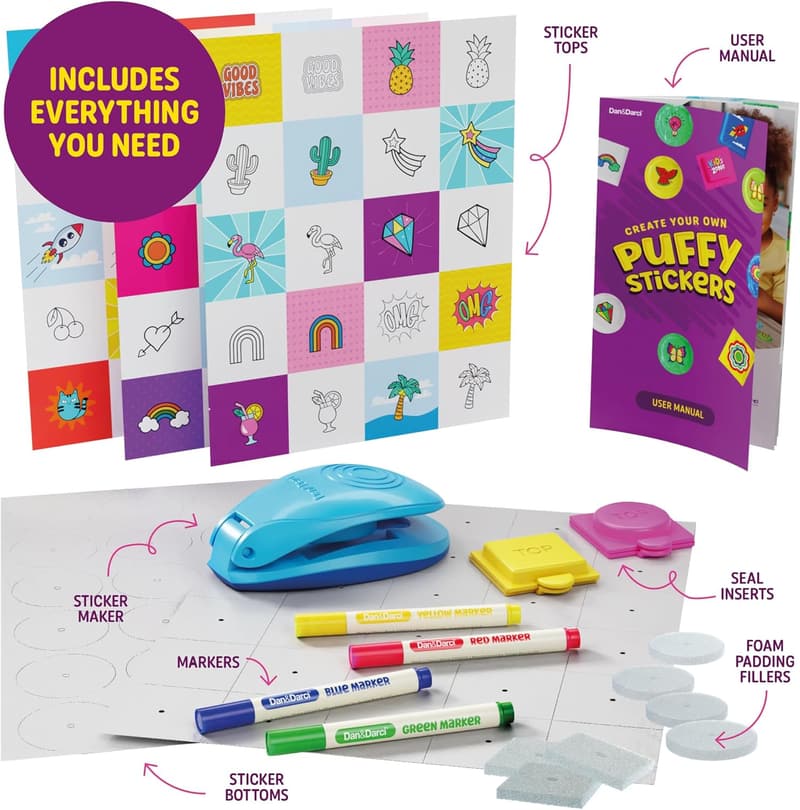 DIY Puffy Sticker Maker Kit for Kids Ages 6-10 - Birthday Gift