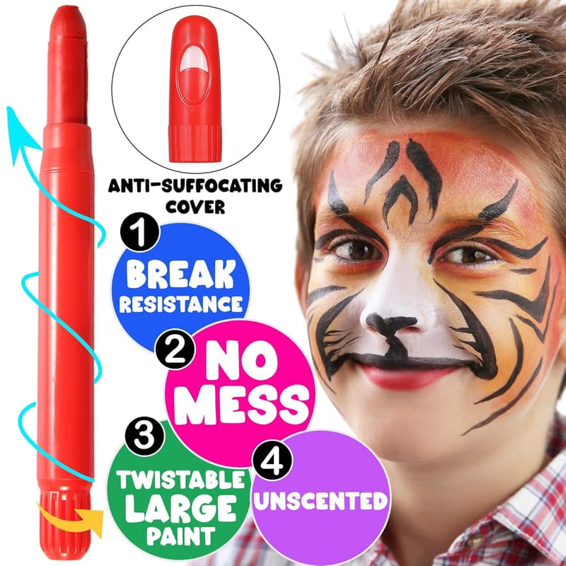 Pride Face Painting Kit with 8 Washable Body Markers & Stencils