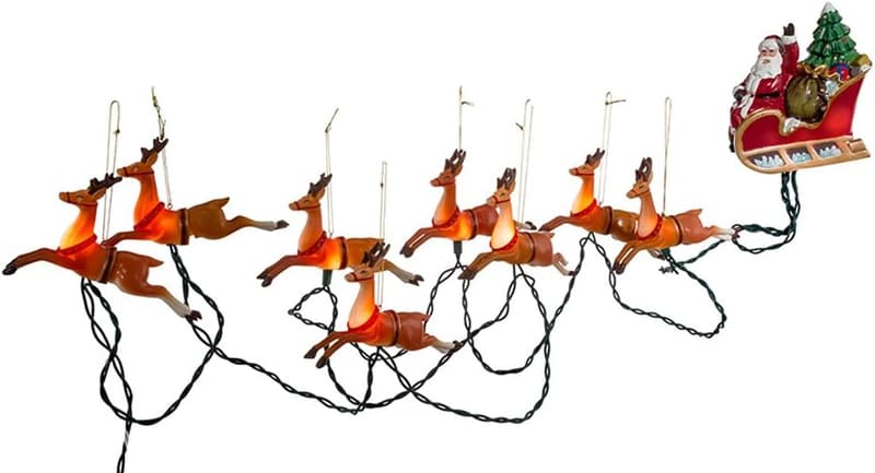 Santa Sleigh & Reindeer 10-Light Holiday Light Set