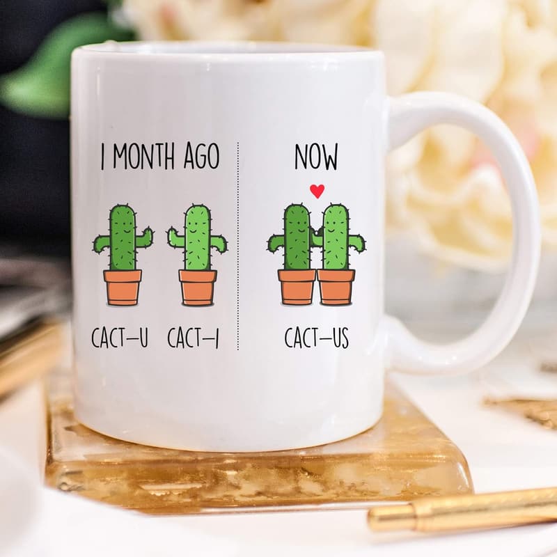 One Month Anniversary Funny Coffee Mug for Couples, 11 oz