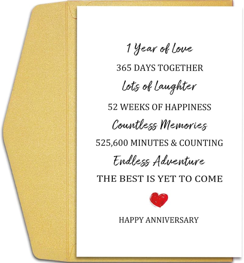 First Anniversary Card for Couples - Elegant Design