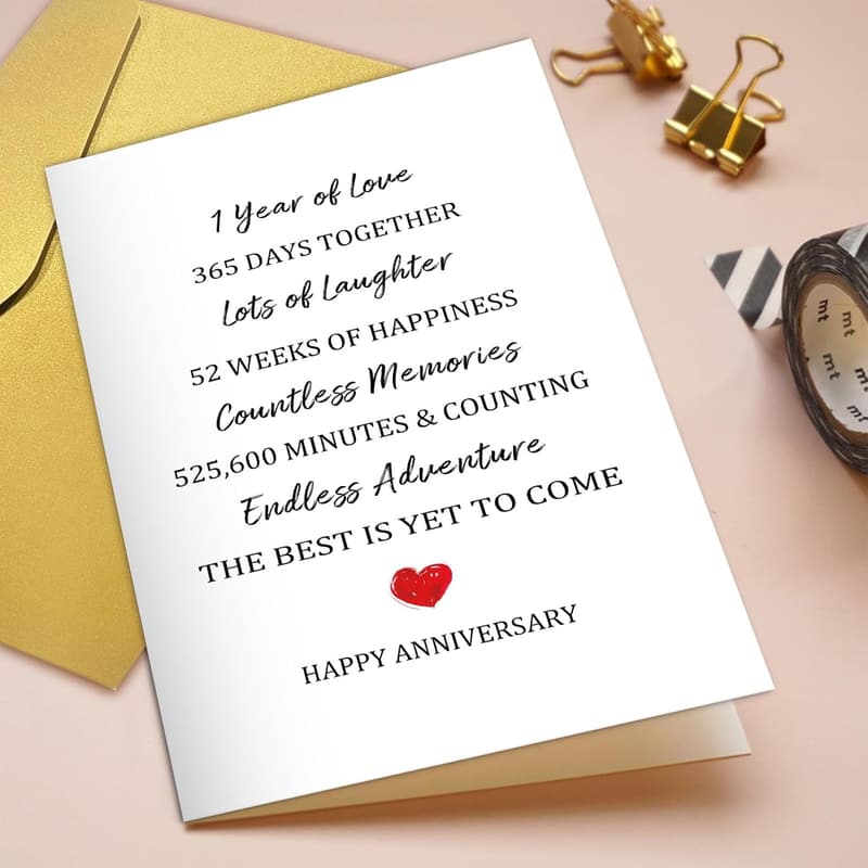 First Anniversary Card for Couples - Elegant Design