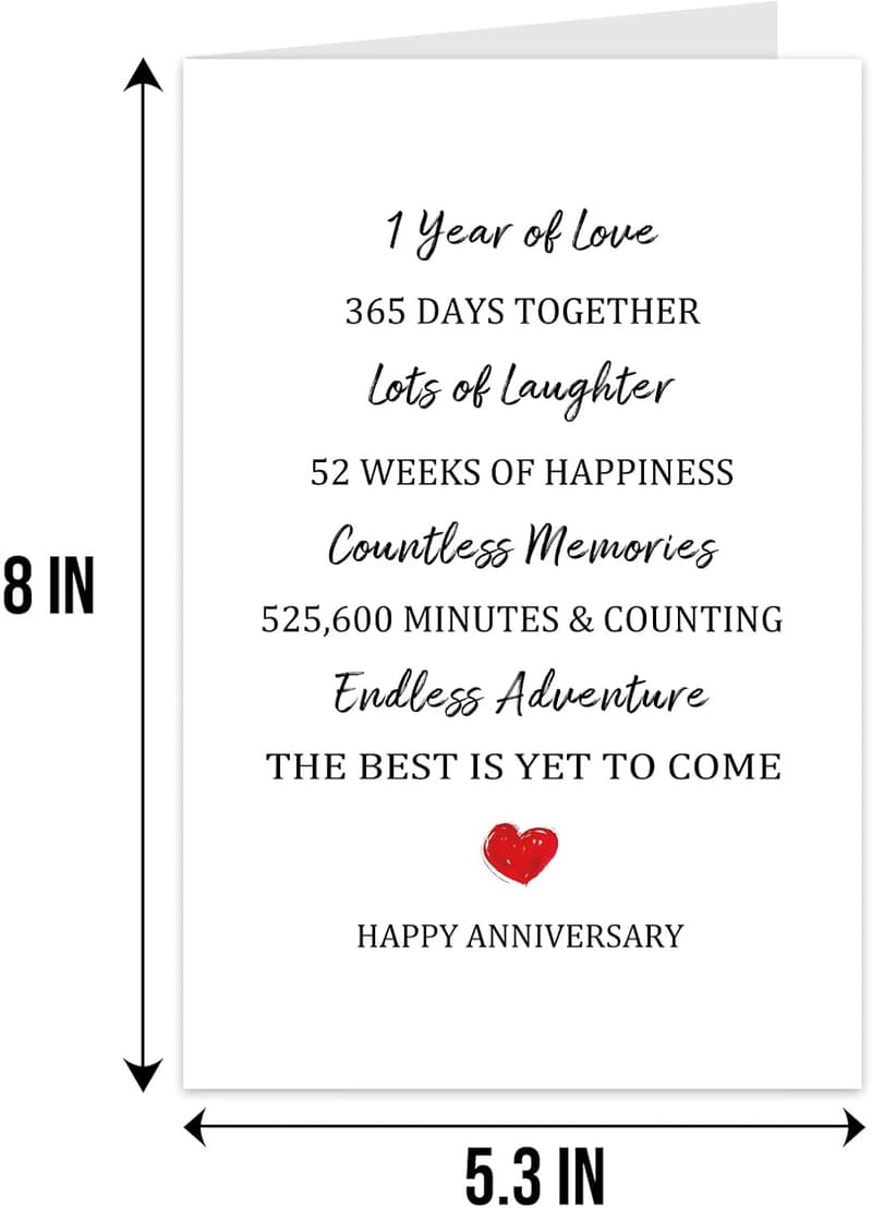 First Anniversary Card for Couples - Elegant Design