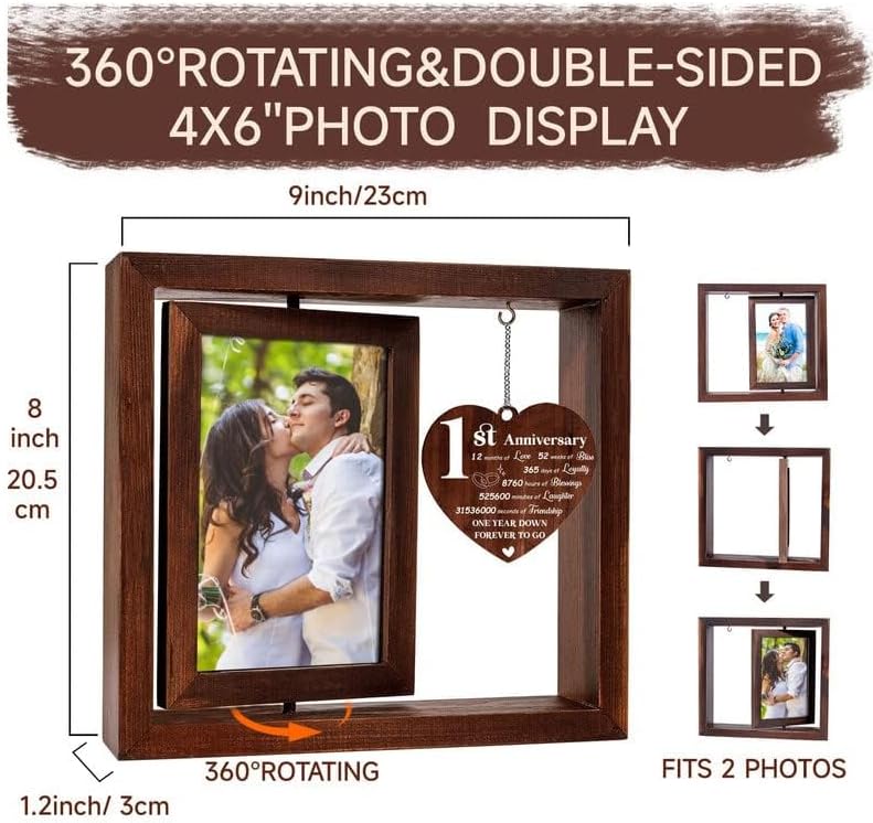 1st Anniversary Rotating Picture Frame for Couples