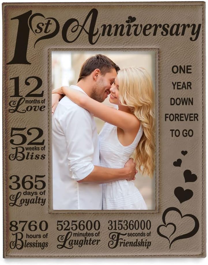 First Anniversary Engraved Leather Picture Frame (5x7)