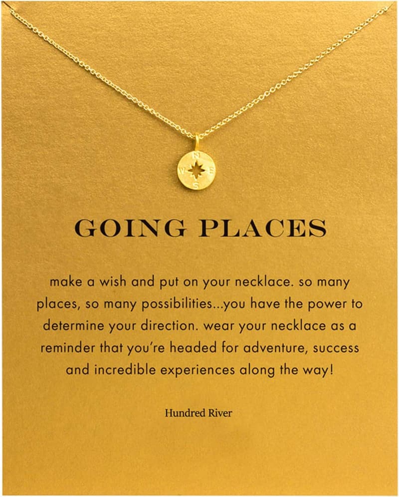 Friendship Compass Necklace with Good Luck Elephant Pendant