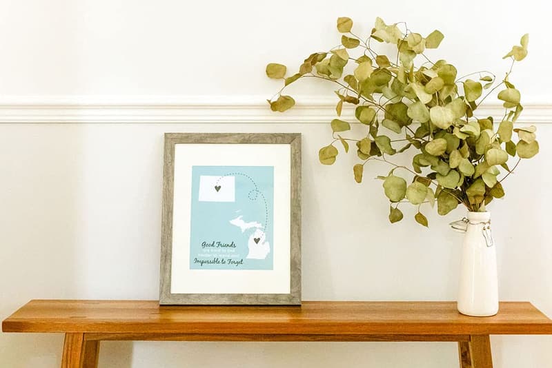 Personalized Long Distance Map Art Print for Friends