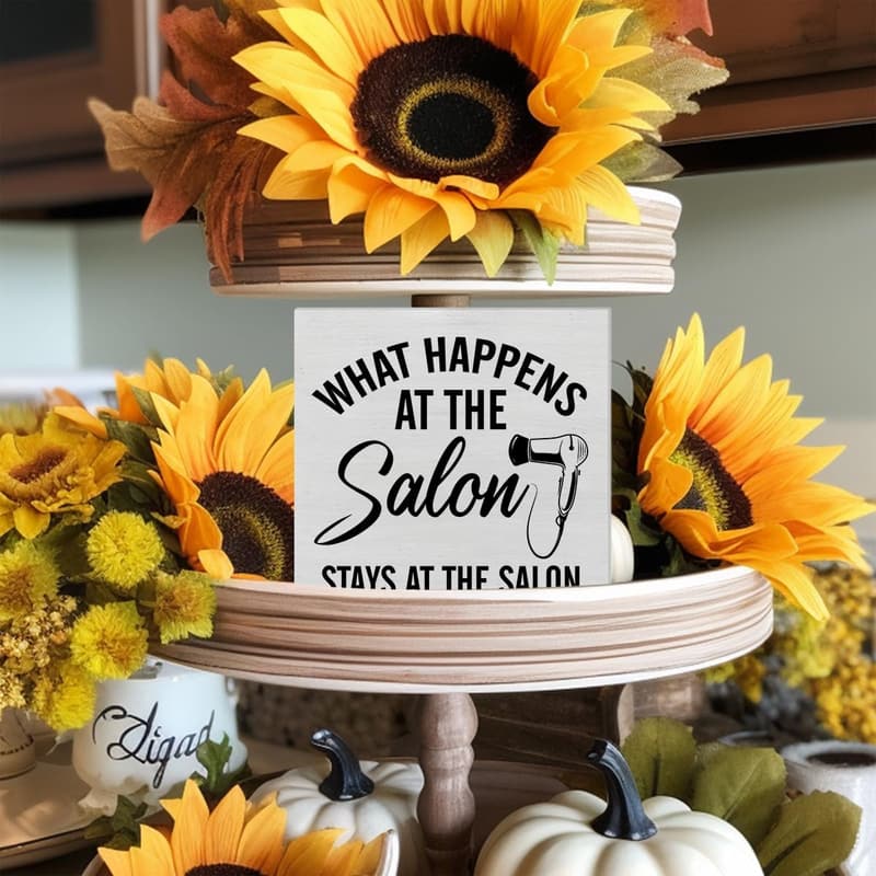Salon Humor Wood Block Sign - 5x5 Inch Desk Decor