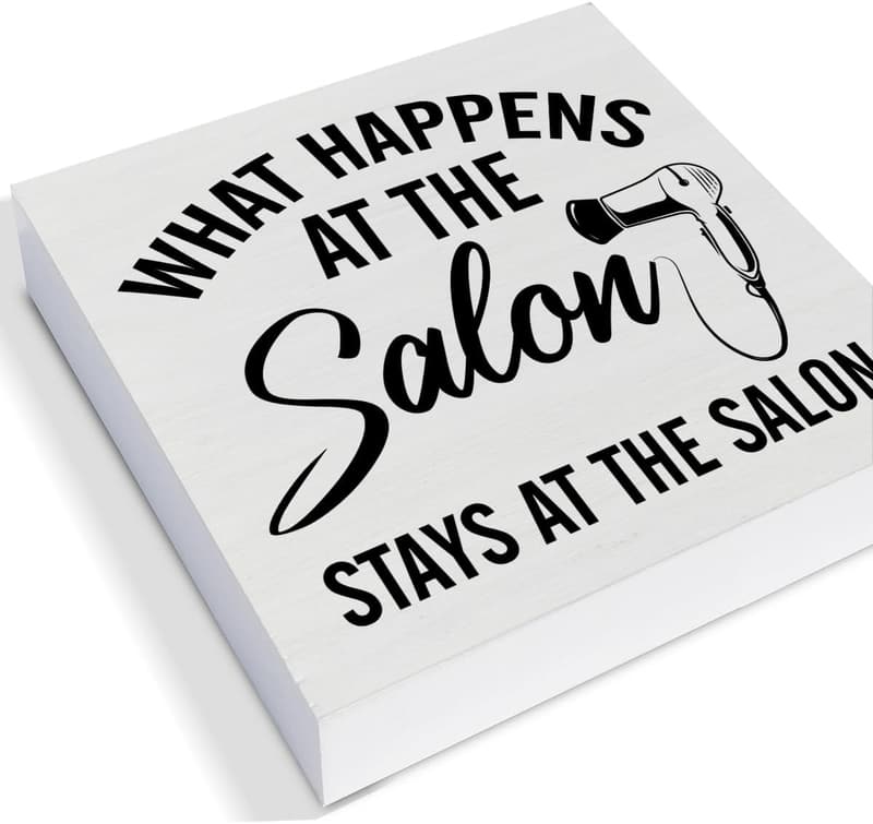 Salon Humor Wood Block Sign - 5x5 Inch Desk Decor