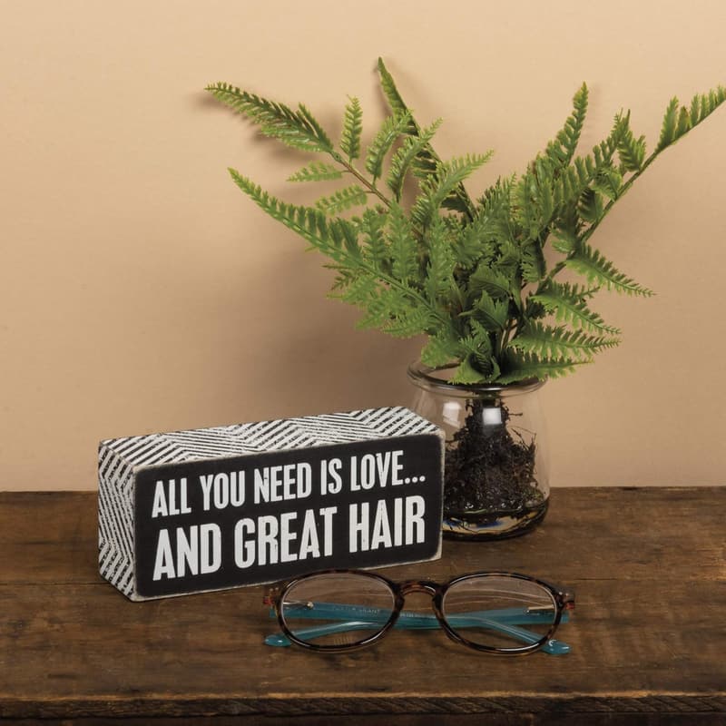 All You Need is Love Box Sign, Chevron Trim, 6