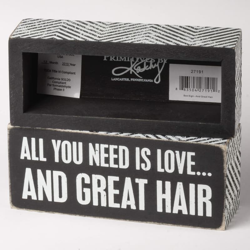 All You Need is Love Box Sign, Chevron Trim, 6