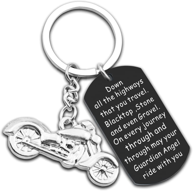 Motorcycle Keychain Gift for Men - Safe Ride Travel Accessory