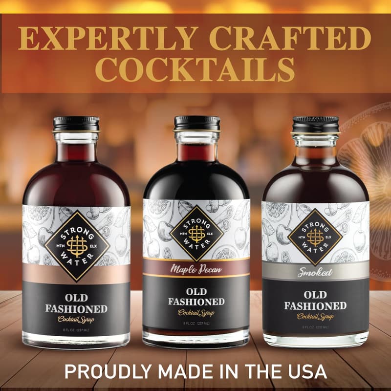 Old Fashioned Cocktail Mixer Gift Set - Handcrafted Syrup, 3 Pack