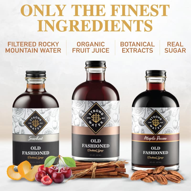 Old Fashioned Cocktail Mixer Gift Set - Handcrafted Syrup, 3 Pack