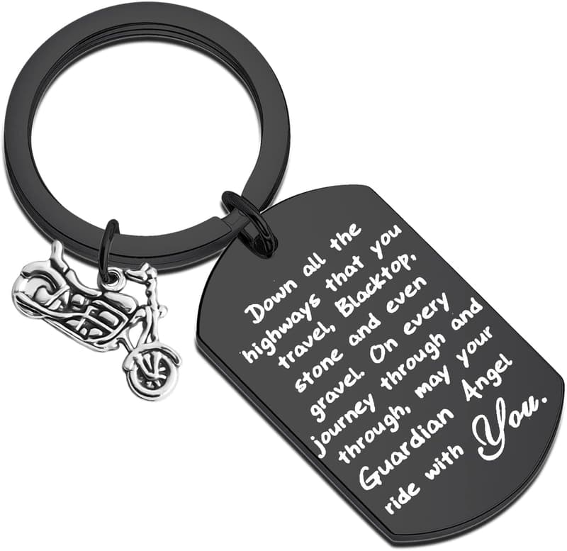 Biker Keychain Gift for New Drivers - Guardian Angel Design