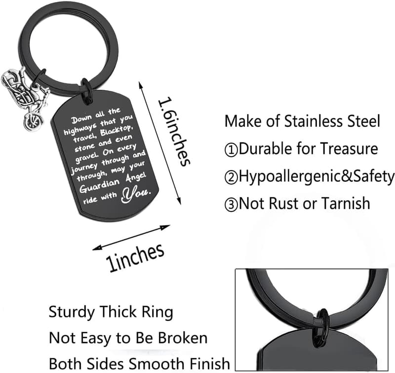 Biker Keychain Gift for New Drivers - Guardian Angel Design
