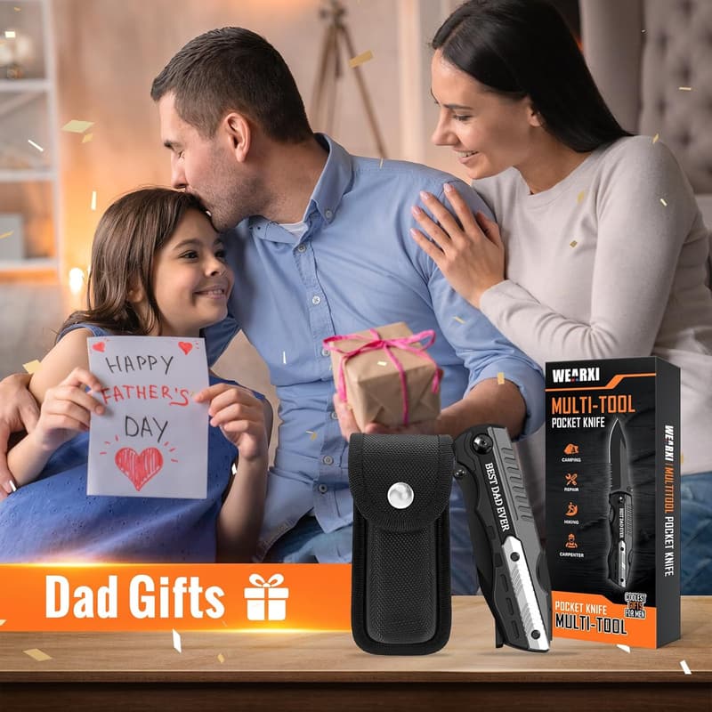 Father's Day Multitool Pocket Knife for Dad & Grandpa