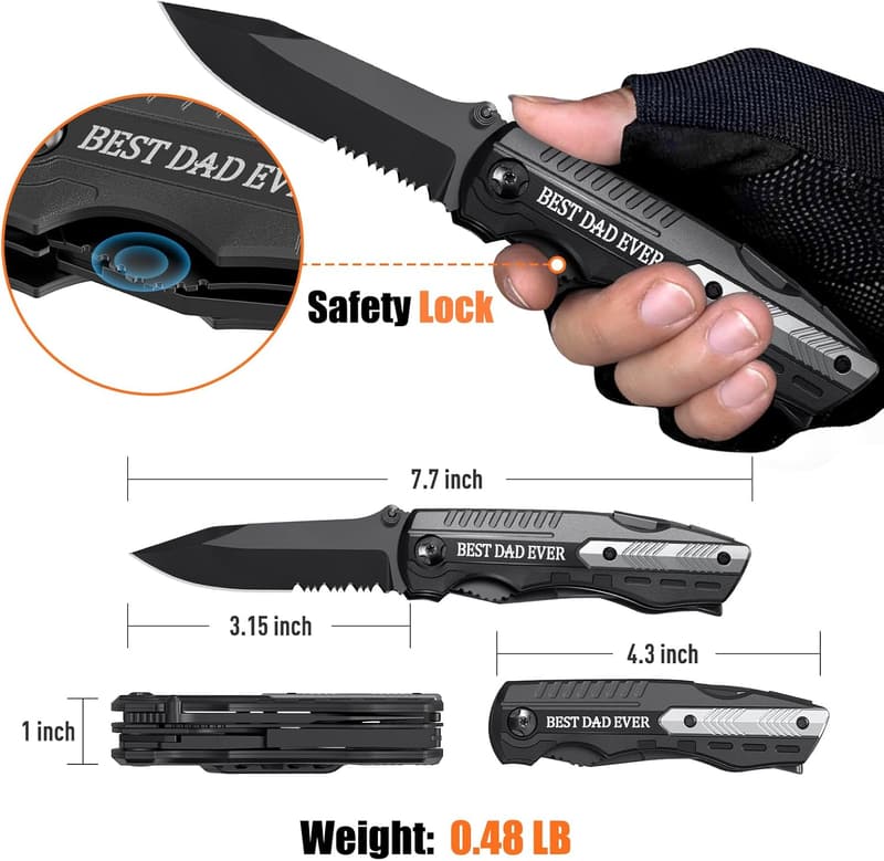 Father's Day Multitool Pocket Knife for Dad & Grandpa