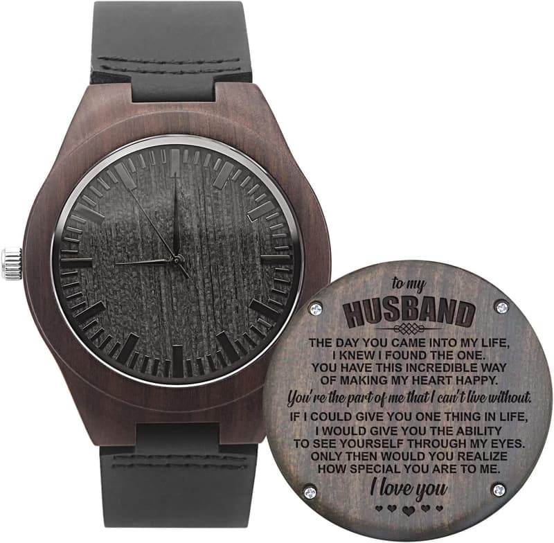 Personalized Engraved Wooden Watch for Men - Ideal Gift for Dad