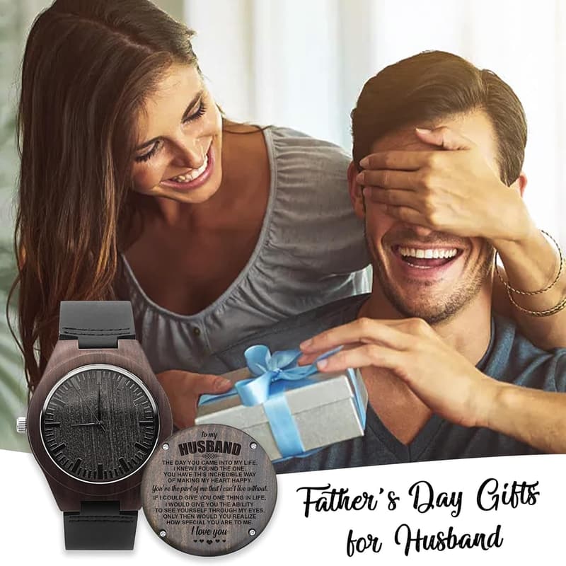 Personalized Engraved Wooden Watch for Men - Ideal Gift for Dad