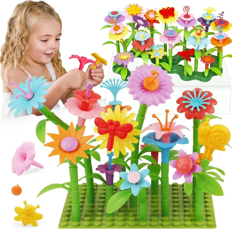 Flower Garden Building Toy Set - 153pcs STEM Gift for Toddlers