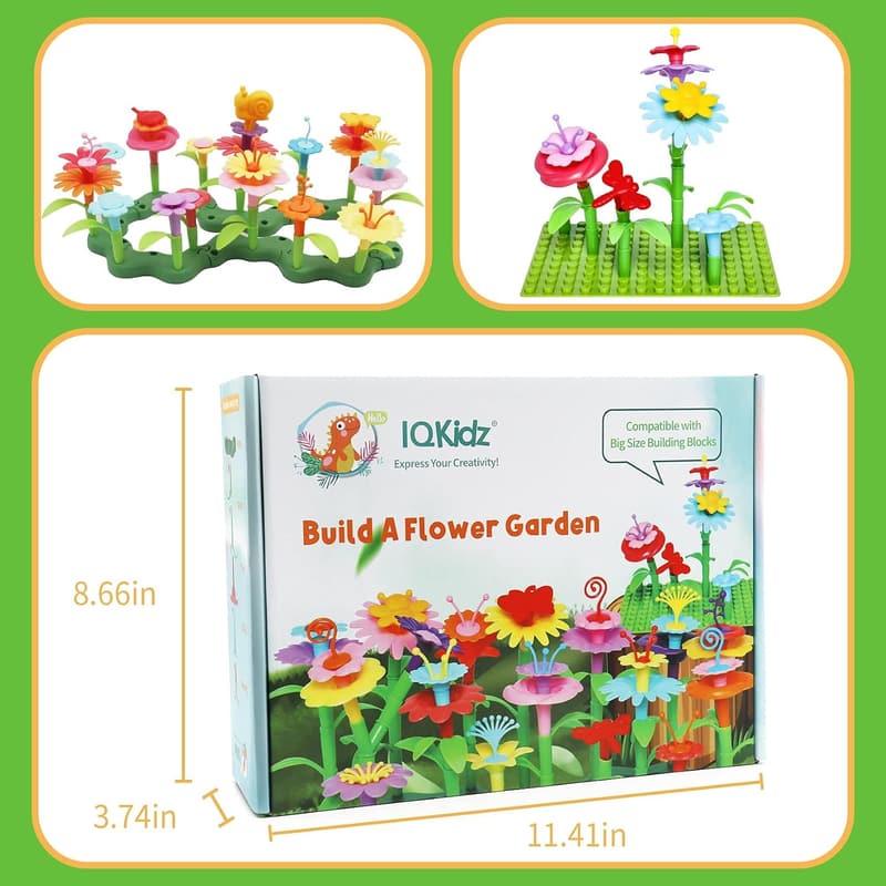 Flower Garden Building Toy Set - 153pcs STEM Gift for Toddlers