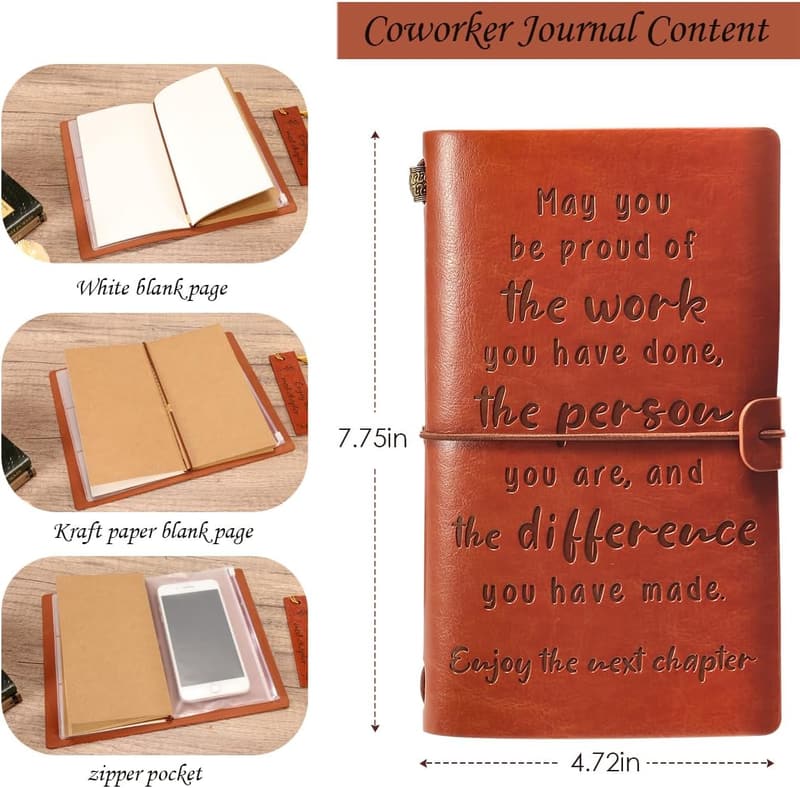 Coworker Farewell Leather Journal Gift for New Job