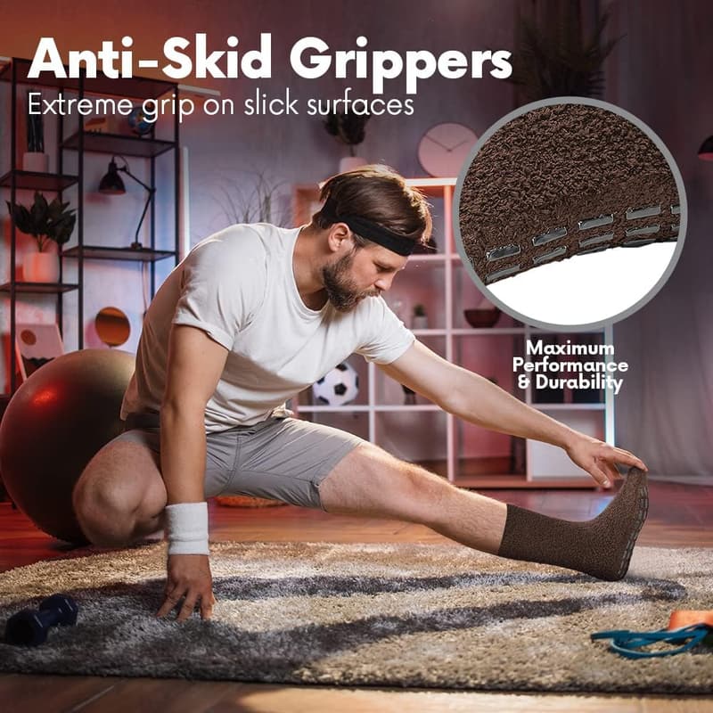 Men's Anti-Skid Plush Sleep Socks - 5/6 Pairs