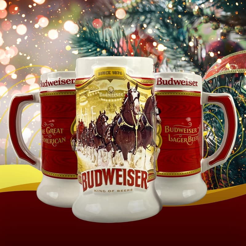 2024 Budweiser Clydesdale Holiday Stein - Limited Edition Ceramic Mug