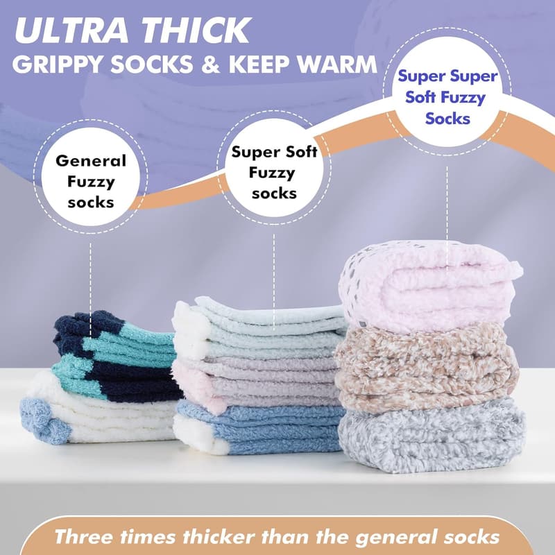 Cozy Aloe Vera Crew Socks for Men & Women with Non-Slip Grips