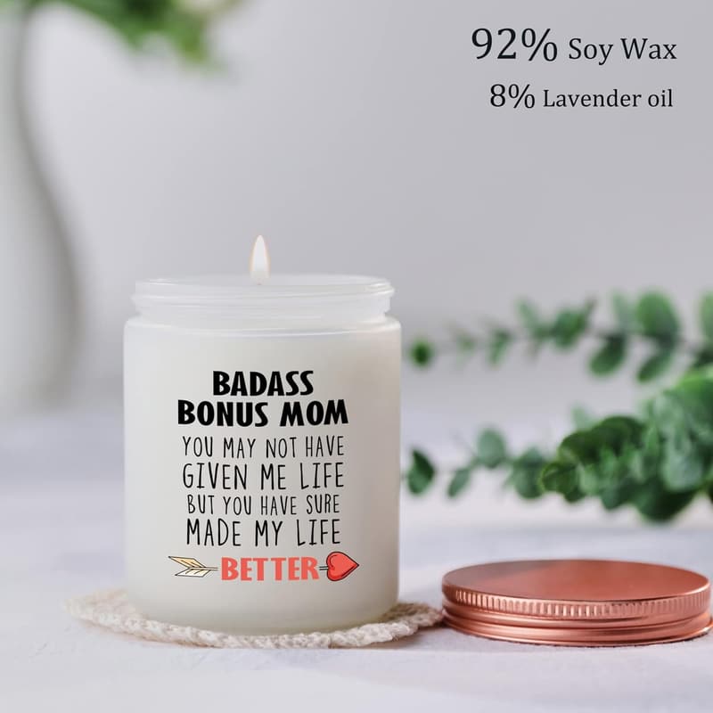Funny Candle Gift for Bonus Mom - Birthday or Mother's Day
