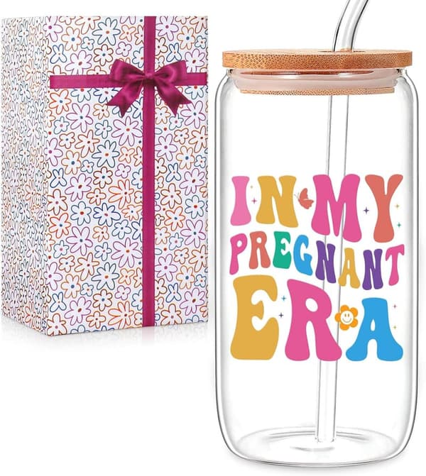 New Mom 16 oz Coffee Glass - Pregnancy Era Gift