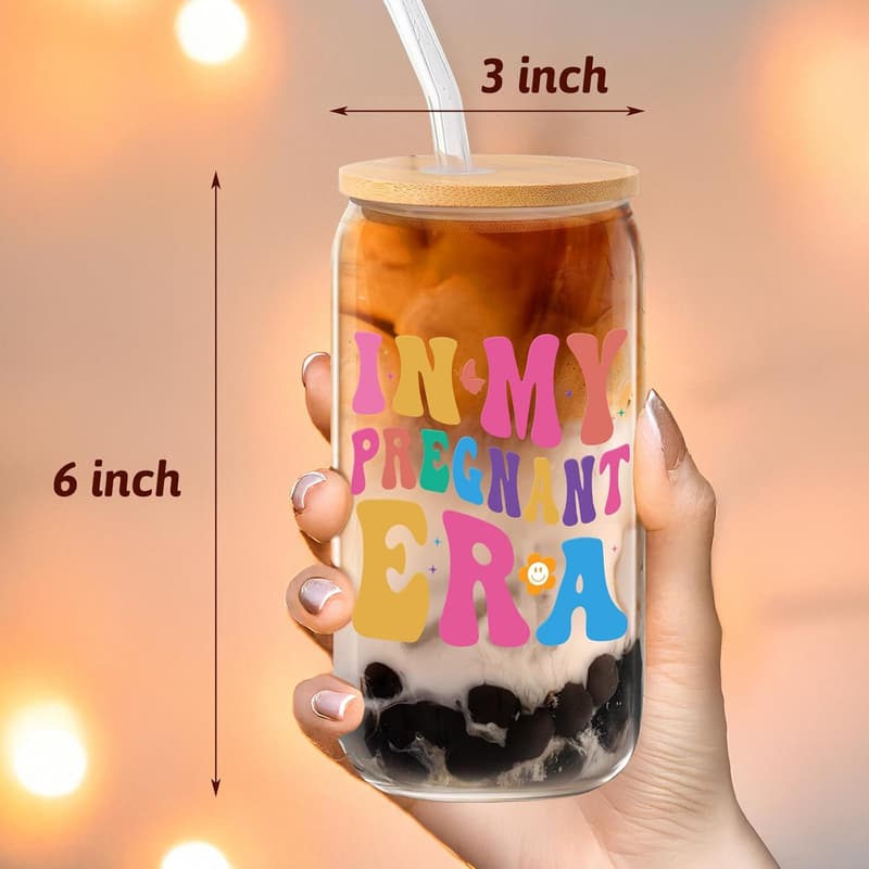 New Mom 16 oz Coffee Glass - Pregnancy Era Gift