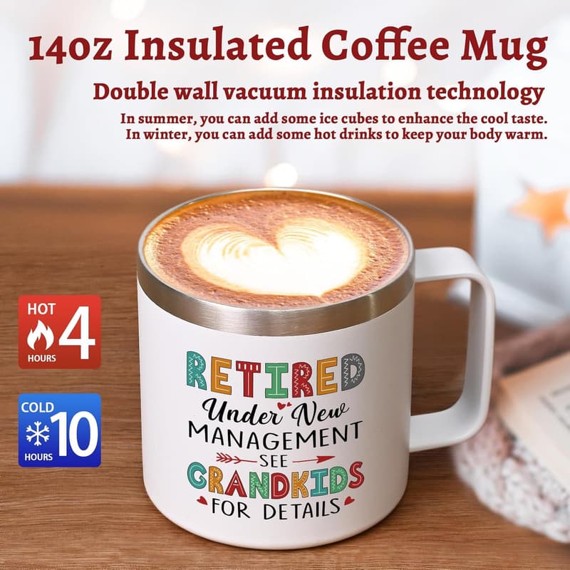 Funny Insulated Coffee Mug for Retirement - 14oz, Grandma Gift
