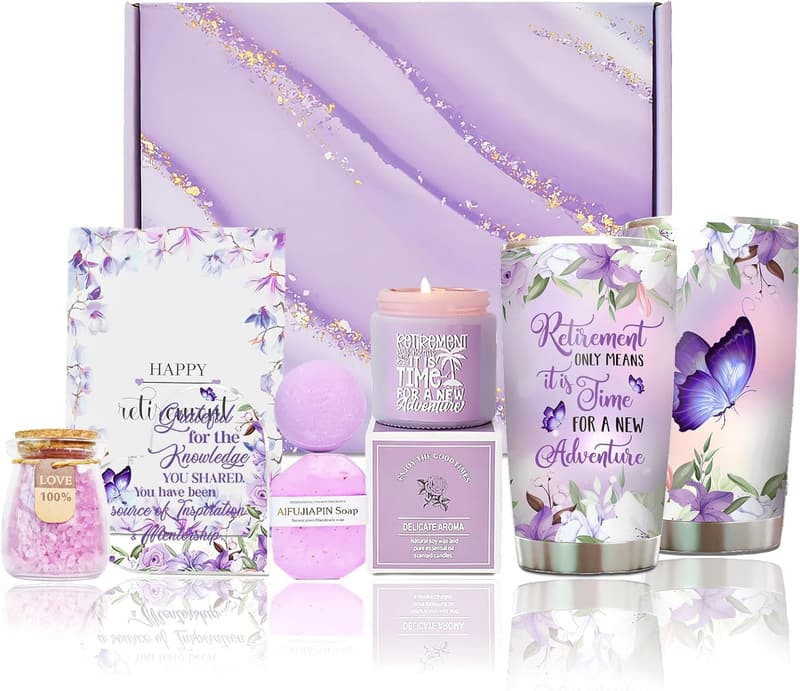Happy Retirement Gift Basket for Women with Tumbler & Candles