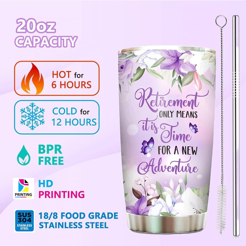 Happy Retirement Gift Basket for Women with Tumbler & Candles