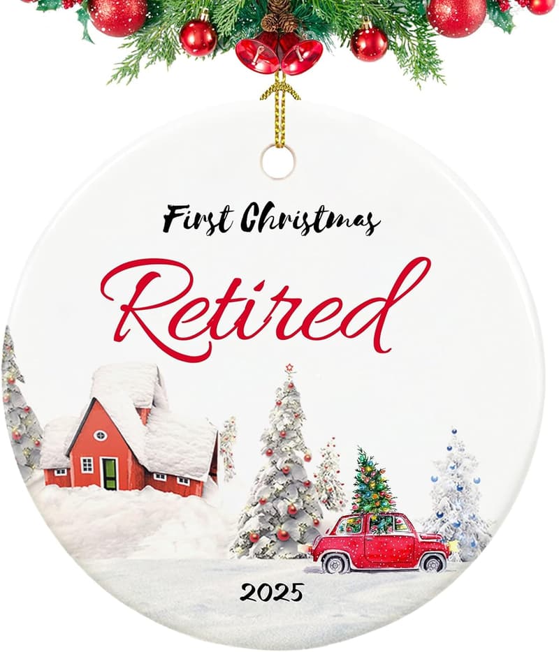 2025 Retirement Ornament for Women - Ceramic Christmas Keepsake