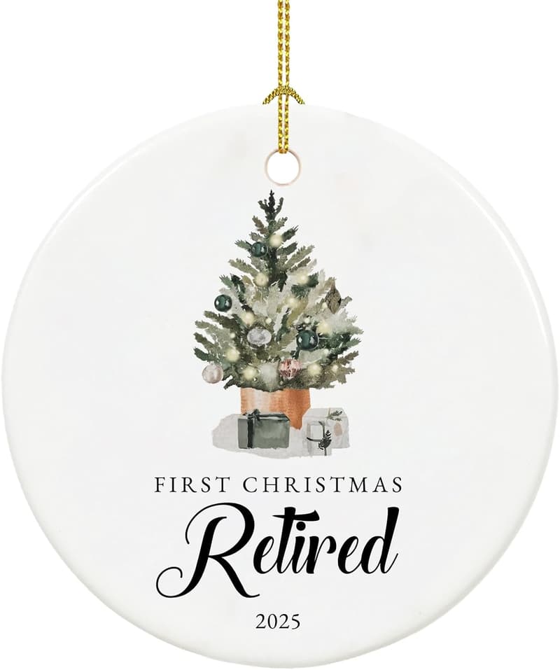 2025 Retirement Ornament for Women - Ceramic Keepsake with Ribbon