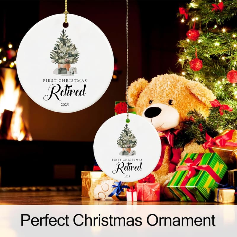 2025 Retirement Ornament for Women - Ceramic Keepsake with Ribbon