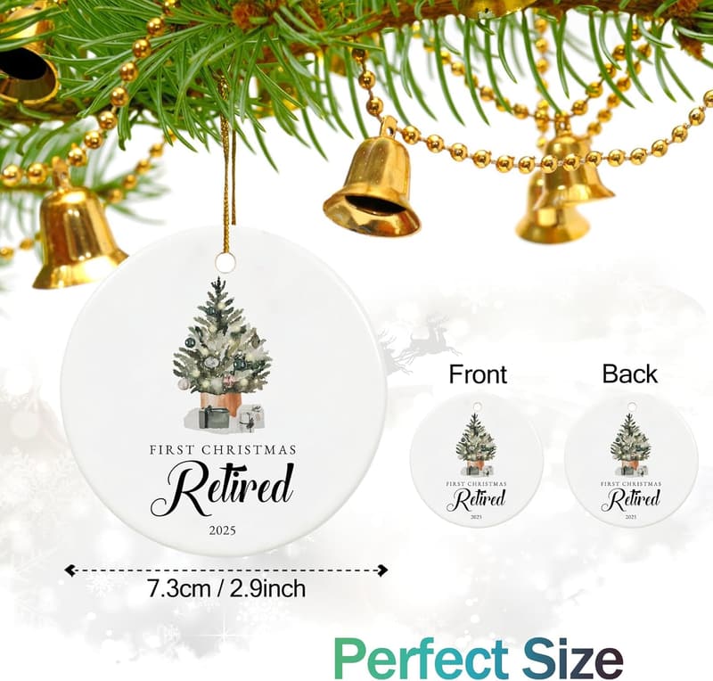 2025 Retirement Ornament for Women - Ceramic Keepsake with Ribbon