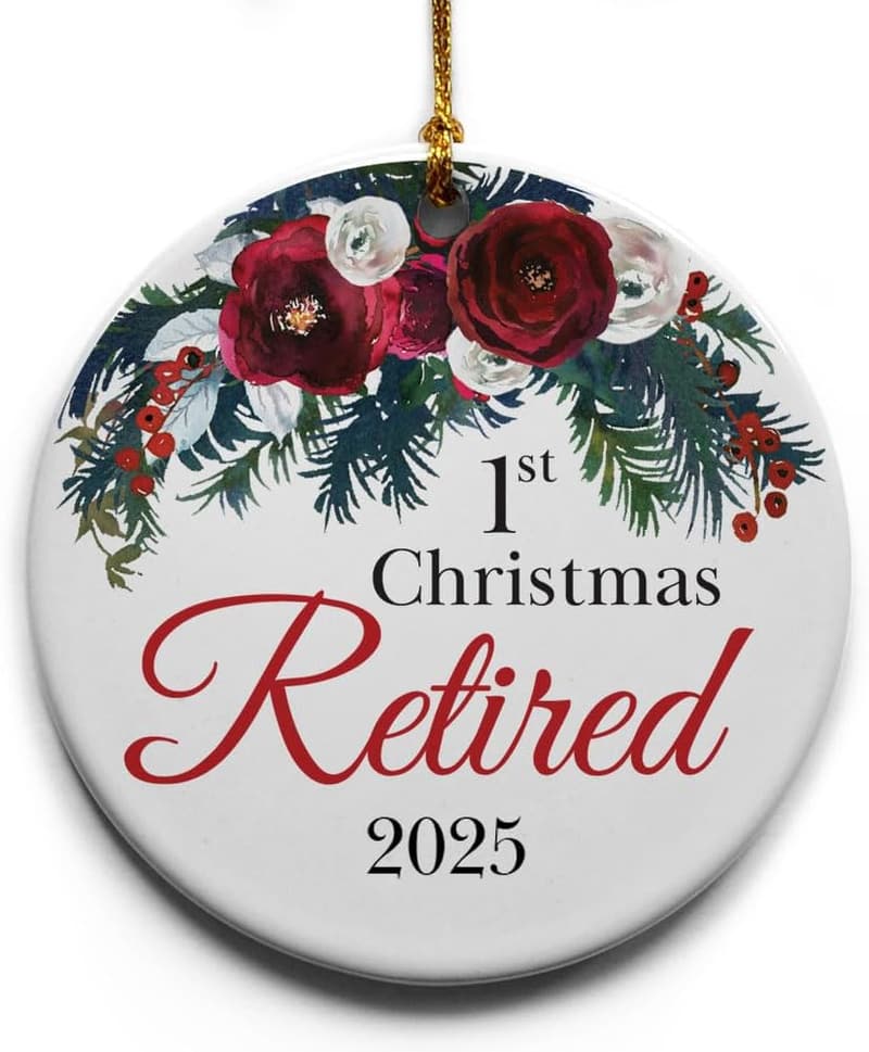 First Christmas Retirement Ceramic Ornament in Gift Box