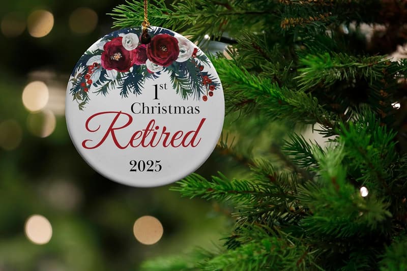 First Christmas Retirement Ceramic Ornament in Gift Box
