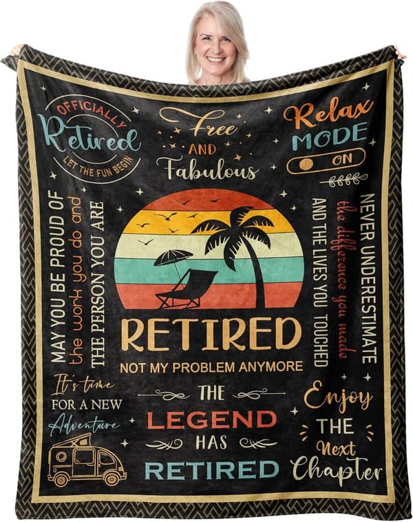 Retirement Blanket Gift for Women and Men - 60