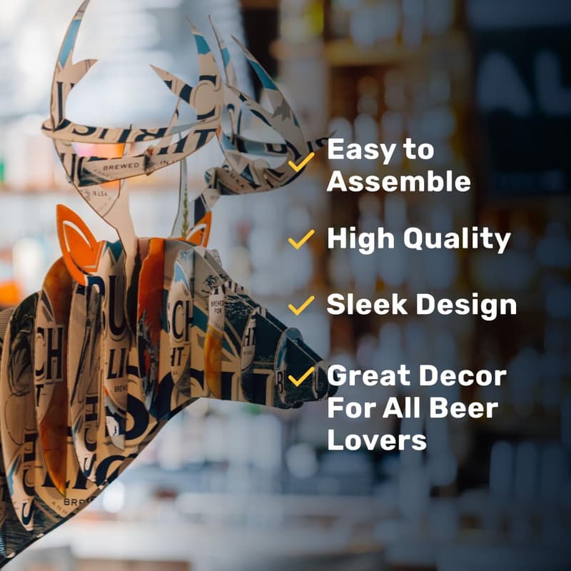 3D Beer Deer Head Wall Art - Man Cave Decor for Beer Lovers