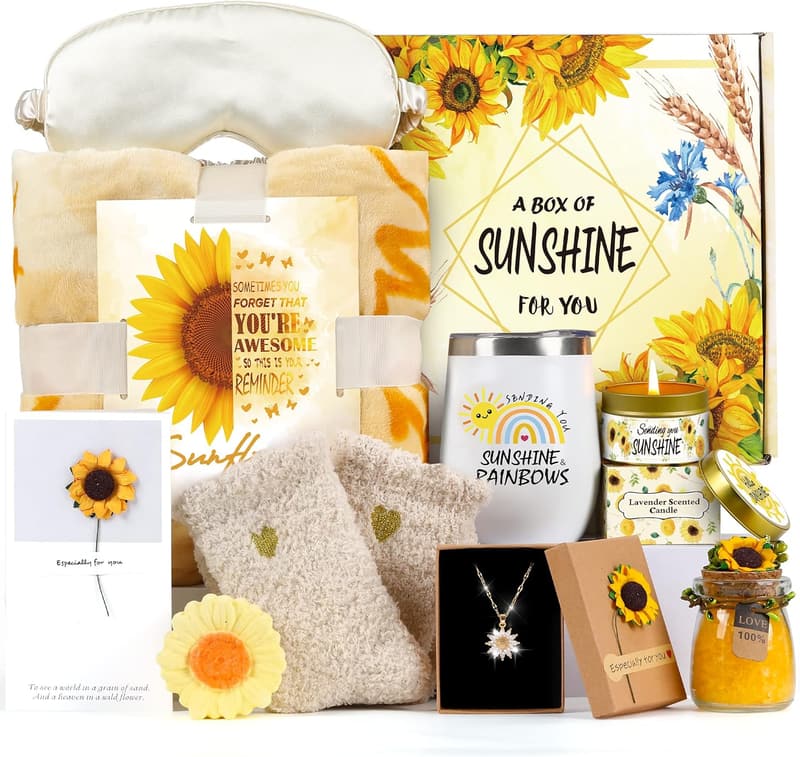 Sunflower Gift Basket for Women - Inspirational Birthday & Self-Care